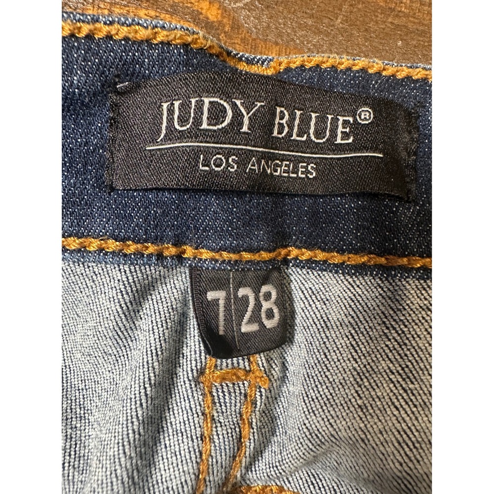 Judy Blue Skinny Fit Dark Wash Raw Hem High Rise Jeans JB82201DK Size 7 28 - Picture 2 of 11
